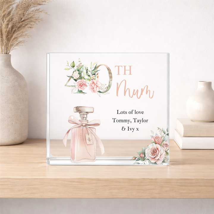 Personalised Pink Acrylic Block 40th Birthday Gift