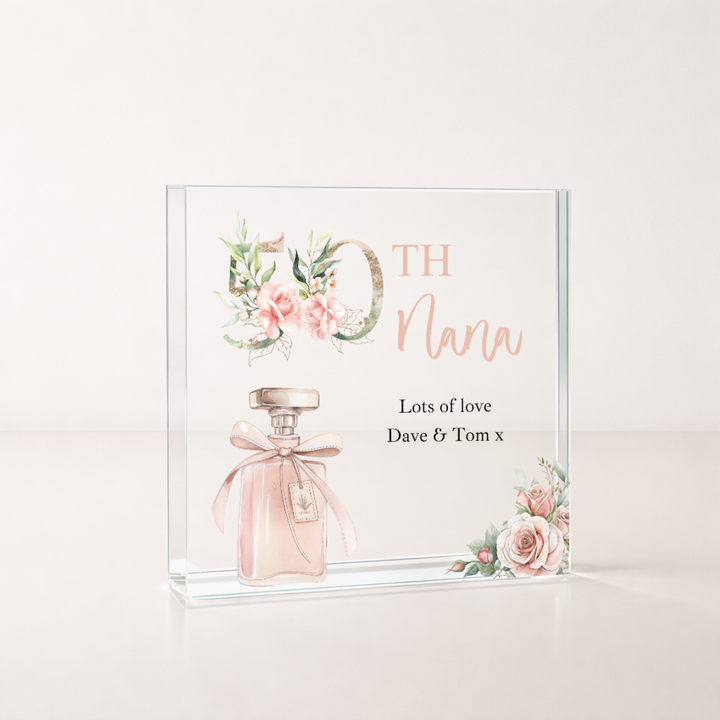 Personalised Pink Acrylic Block 50th Birthday Gift