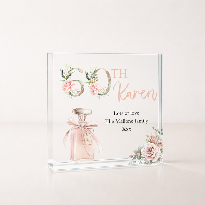 Personalised Pink Acrylic Block 60th Birthday Gift