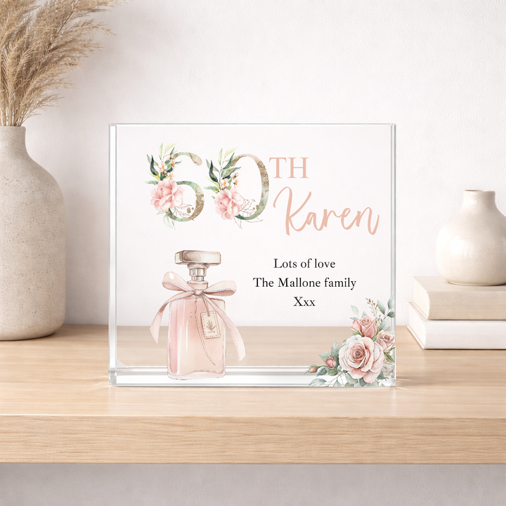 Personalised Pink Acrylic Block 60th Birthday Gift