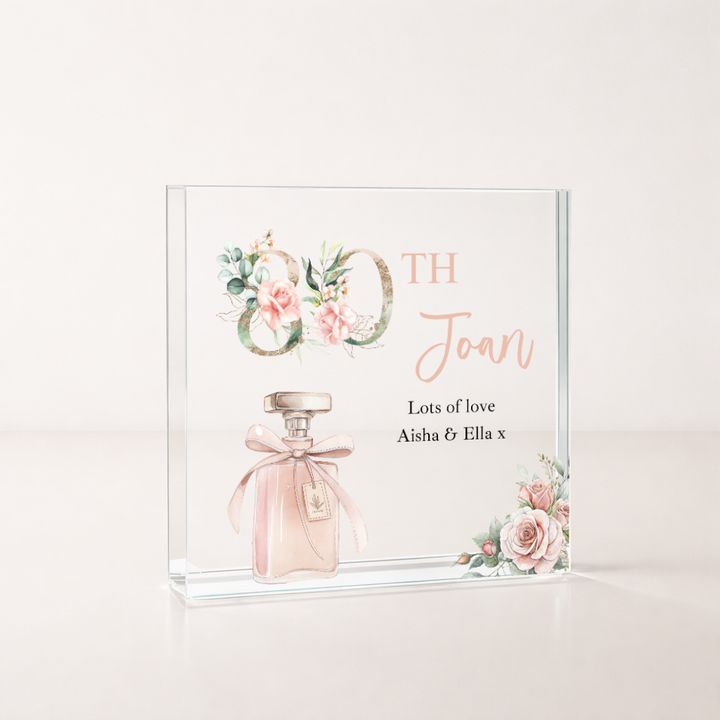 Personalised Pink Acrylic Block 80th Birthday Gift