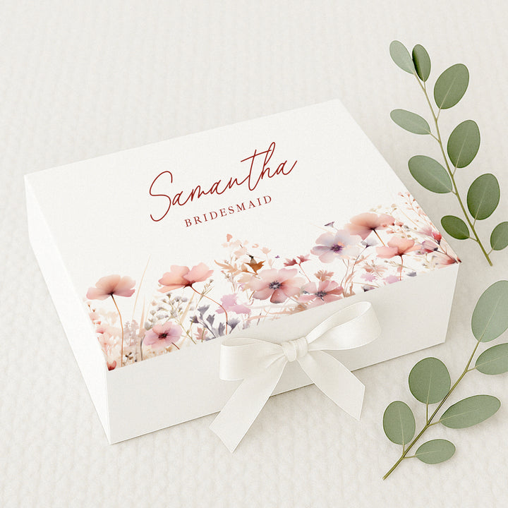 Personalised Pink Floral Bridesmiad Gift Box
