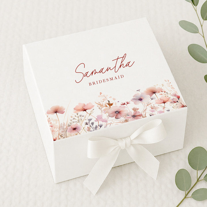 Personalised Pink Floral Bridesmiad Gift Box