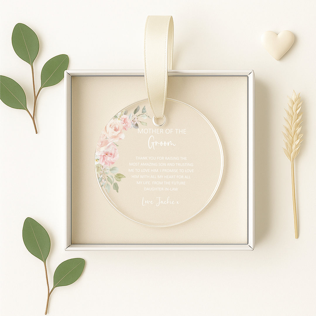 Personalised Acrylic Pink Floral Mother Of The Groom Wedding Gift