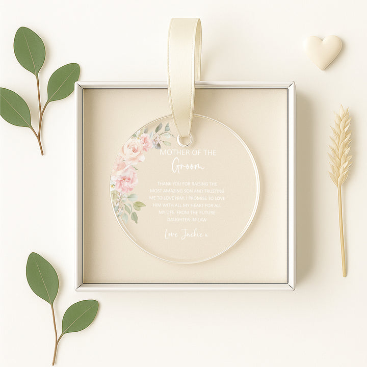 Personalised Acrylic Pink Floral Mother Of The Groom Wedding Gift