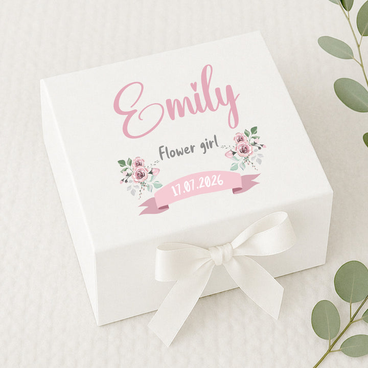 Personalised Pink Florla Flower Girl Gift Box