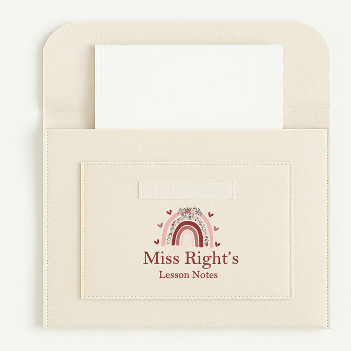 Personalised Pink Rainbow Teacher Notes Folder