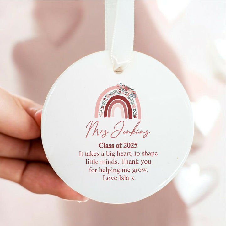 Personalised Pink Rainbow Ornament Teacher Gift