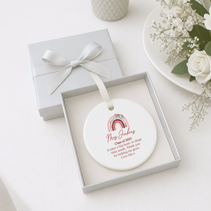 Personalised Pink Rainbow Ornament Teacher Gift