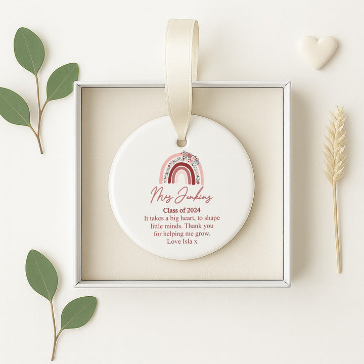 Personalised Pink Rainbow Ornament Teacher Gift