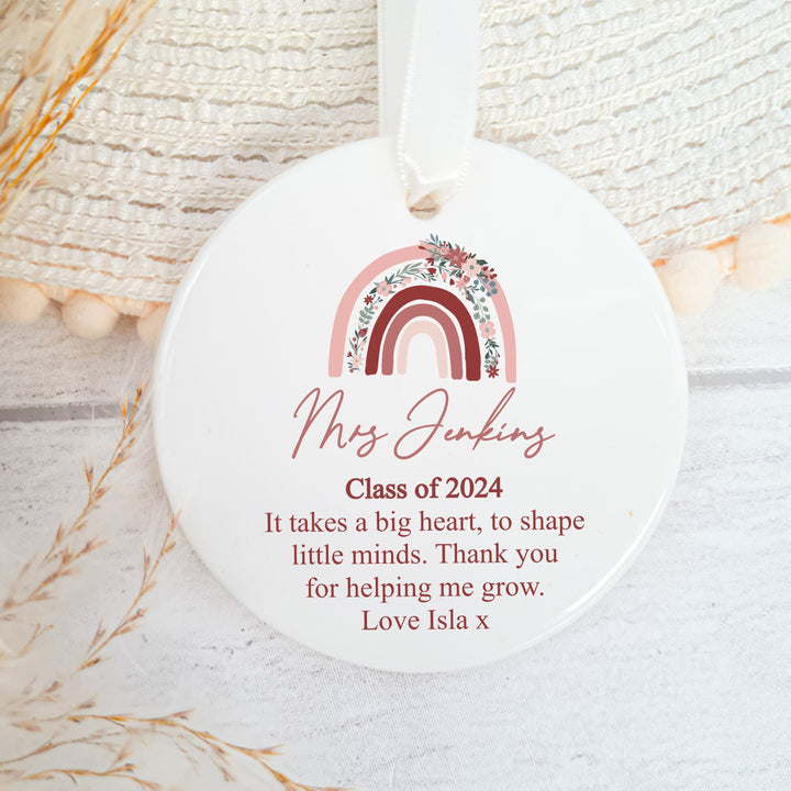 Personalised Pink Rainbow Ornament Teacher Gift