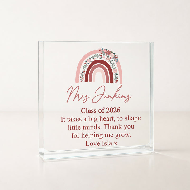 Personalised Acrylic Pink Rainbow Thank You Teacher Gift