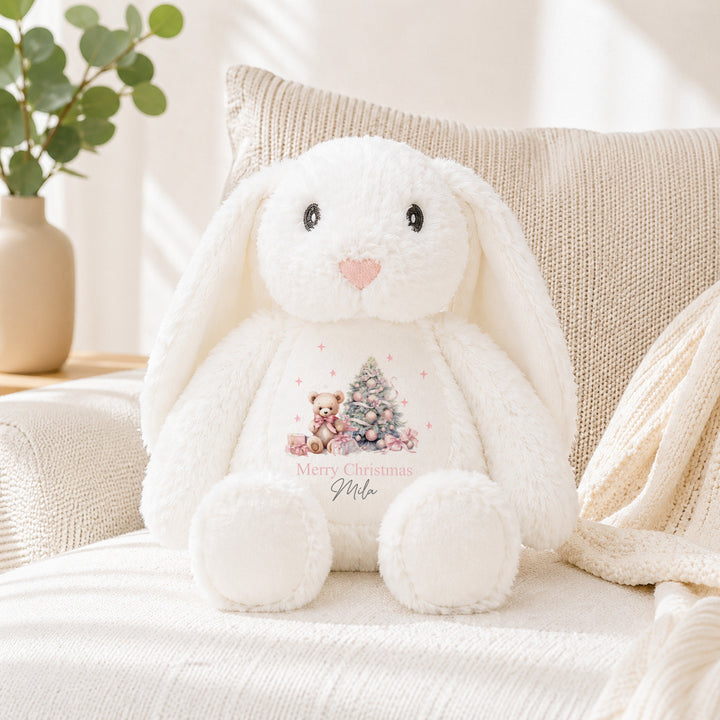 Personalised Pink Teddy Tree Christmas Soft Toy