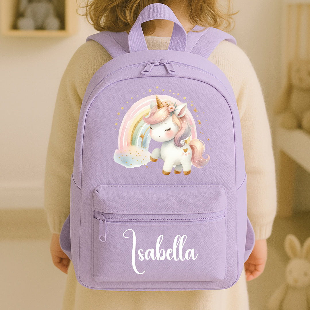 Personalised Pink Rainbow Unicorn Toddler Backpack