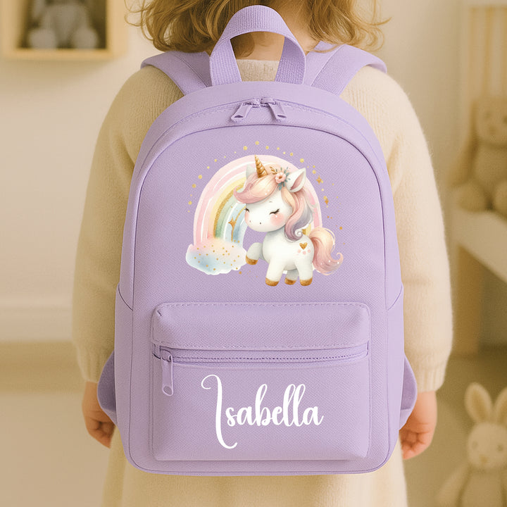 Personalised Pink Rainbow Unicorn Toddler Backpack