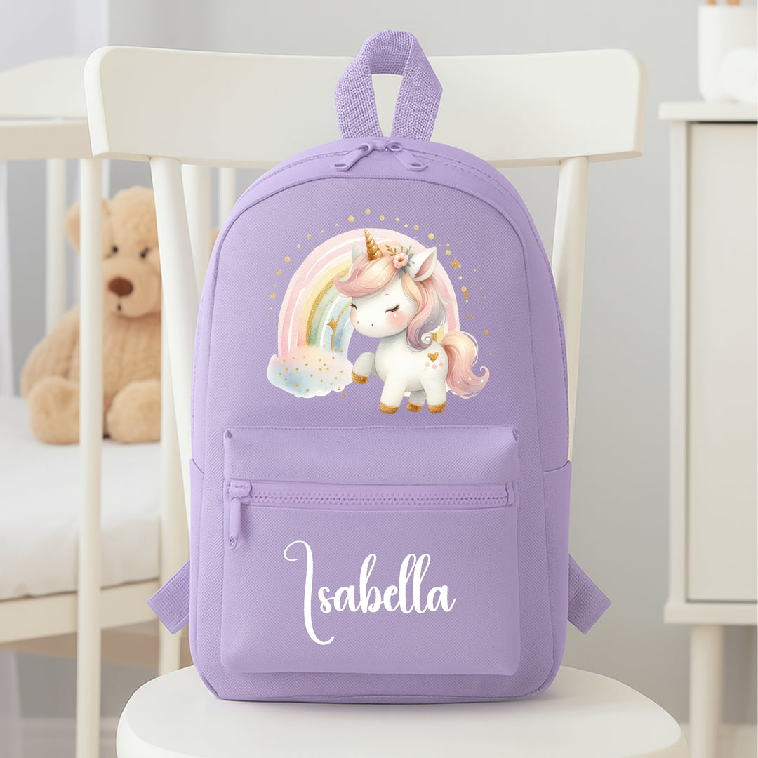 Personalised Pink Rainbow Unicorn Toddler Backpack