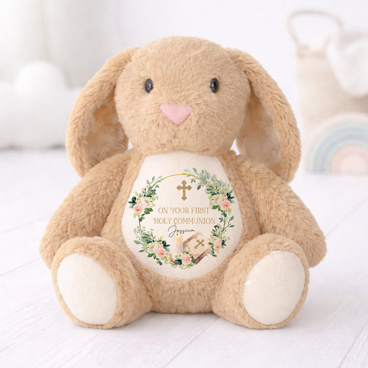 Personalised Pink Wreath On Your Holy Communion Soft Toy
