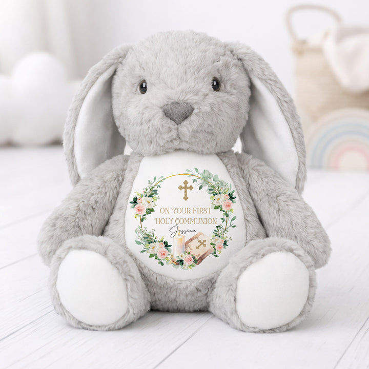 Personalised Pink Wreath On Your Holy Communion Soft Toy