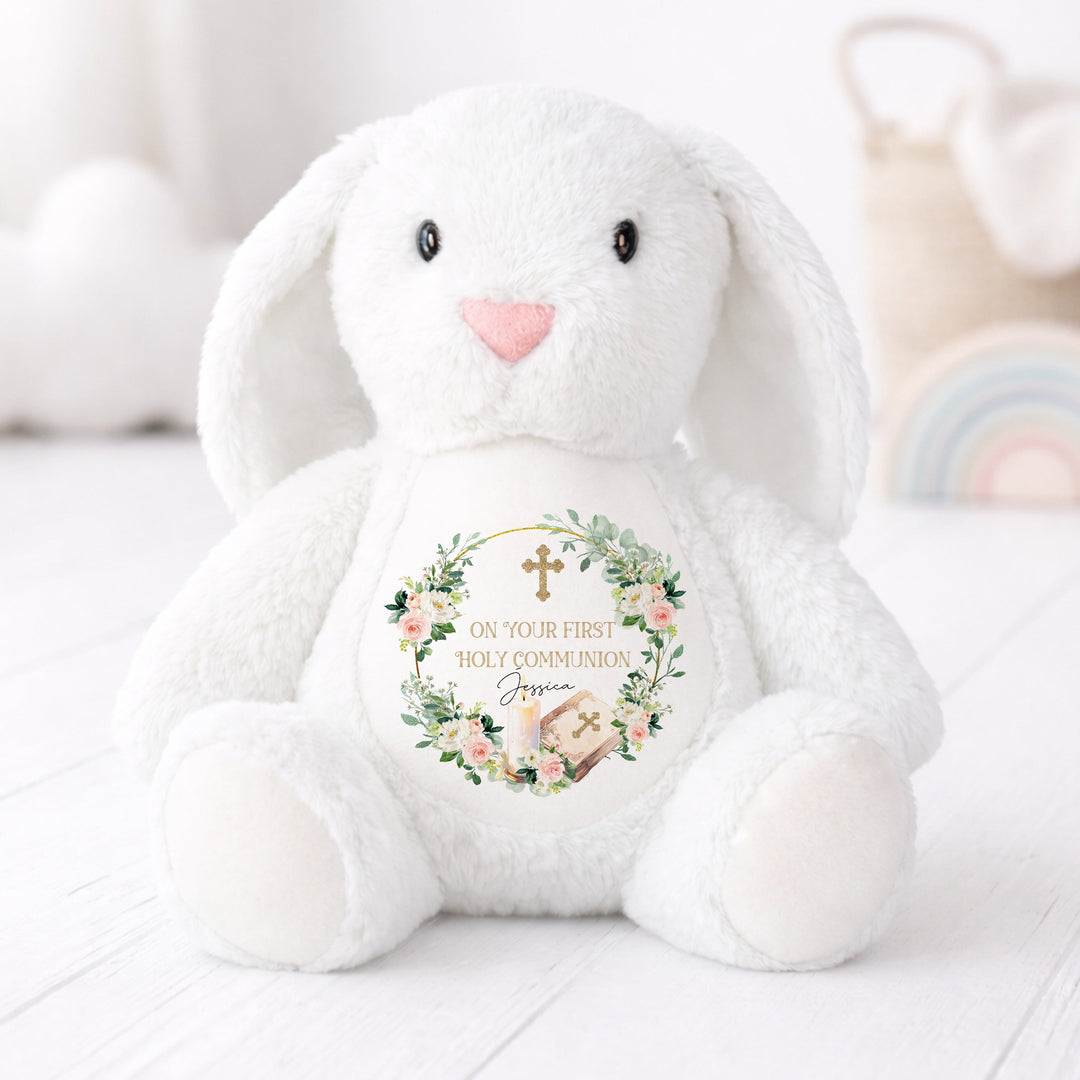Personalised Pink Wreath On Your Holy Communion Soft Toy