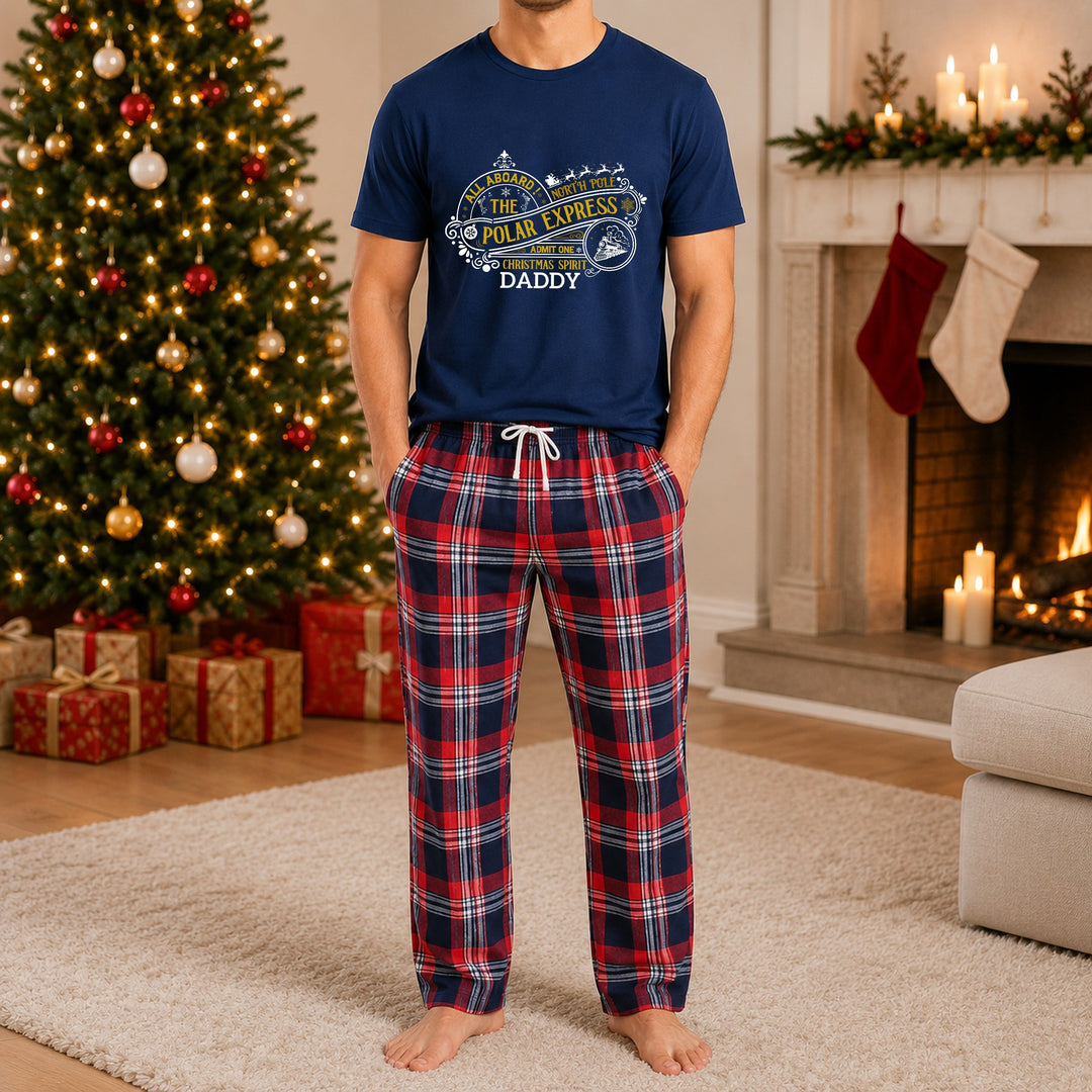 Personalised Polar Express Family Matching Tartan Christmas Pyjamas