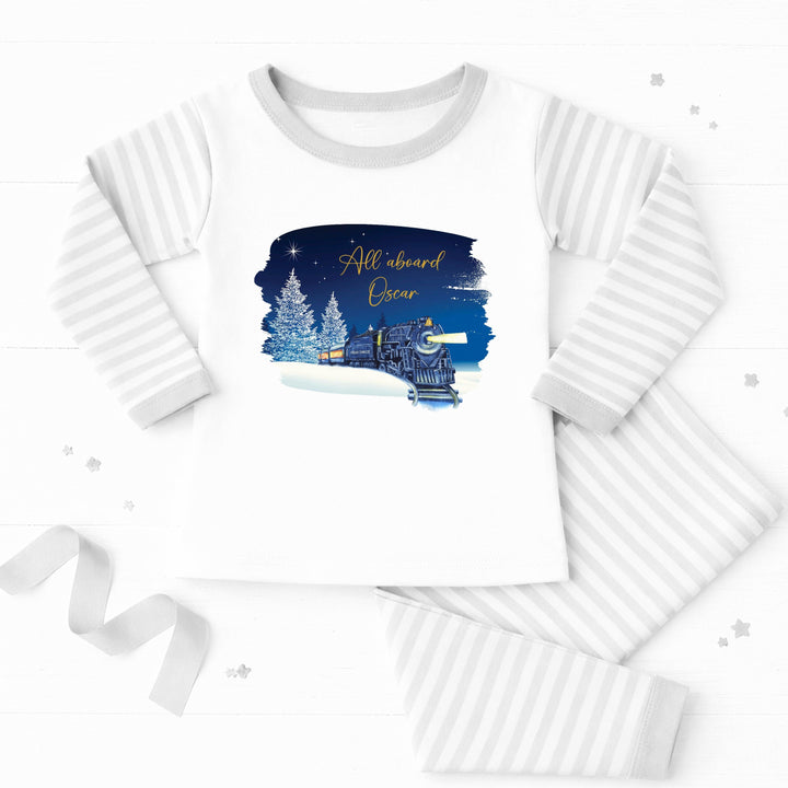 Personalised Grey Polar Express Christmas Pyjamas