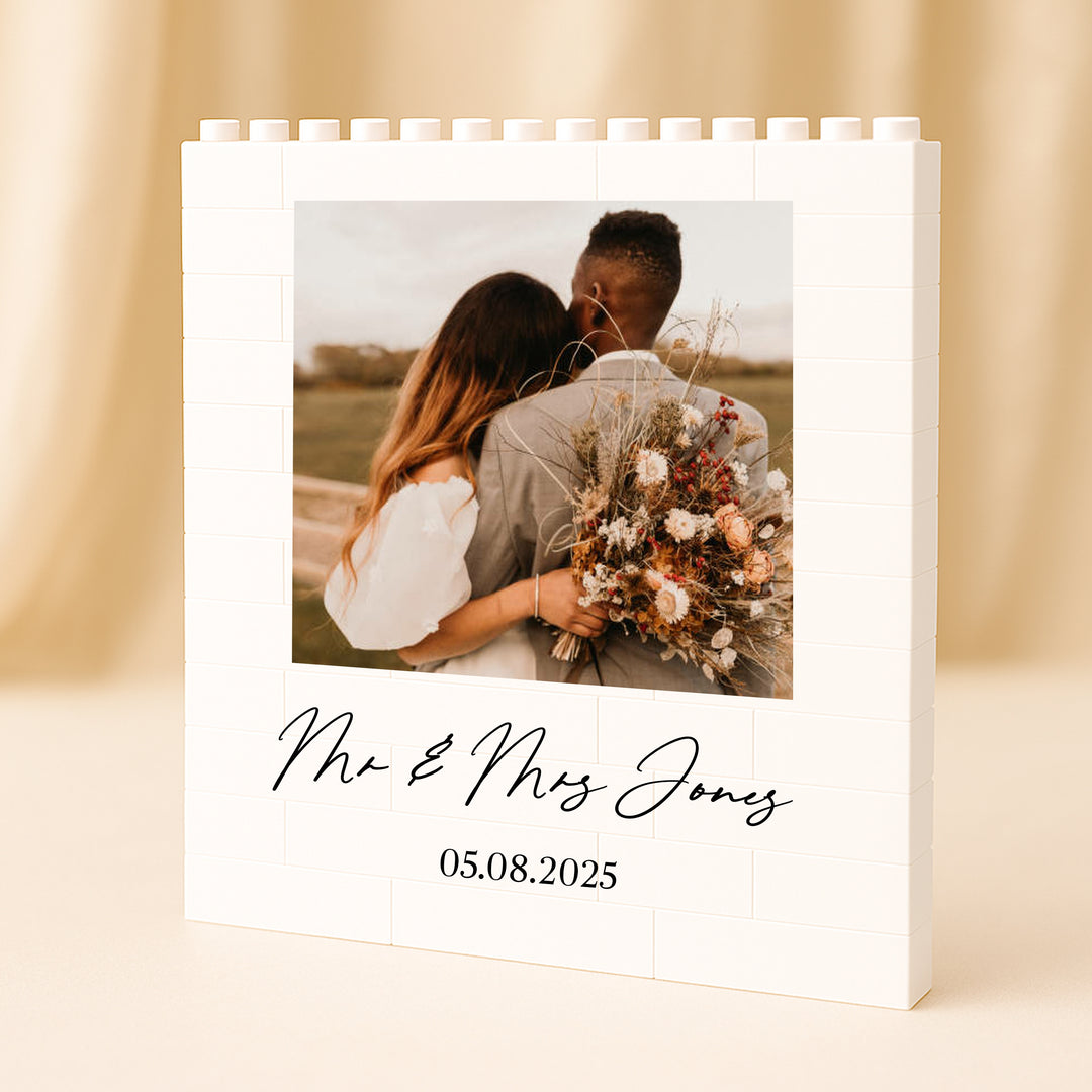 Personalised Photo Wedding Date Building Blocks