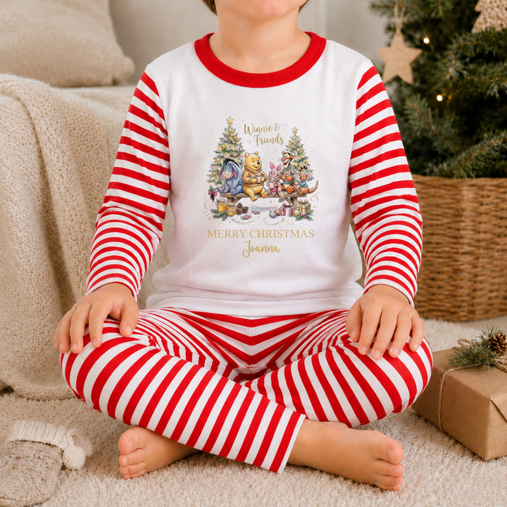 Personalised Classic Pooh Bear &amp; Friends Christmas Pyjamas