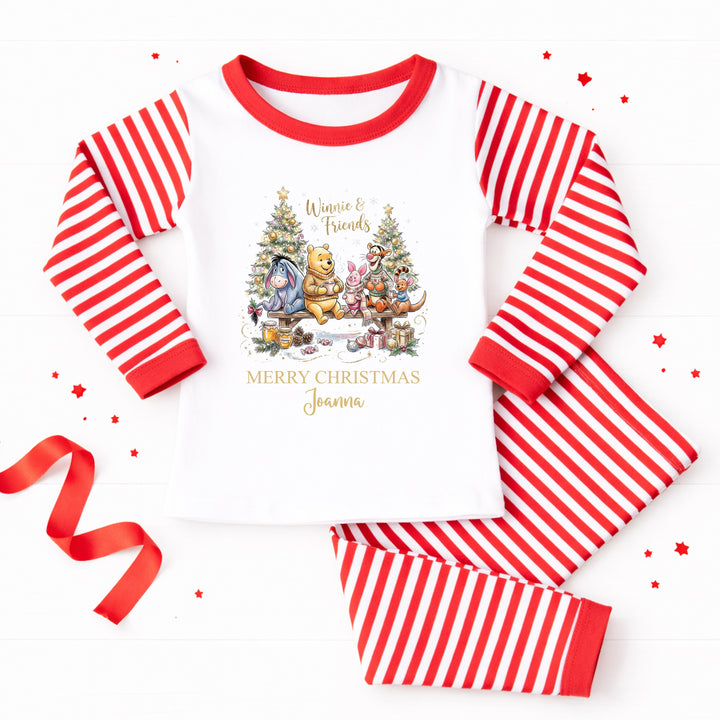 Personalised Classic Pooh Bear &amp; Friends Christmas Pyjamas