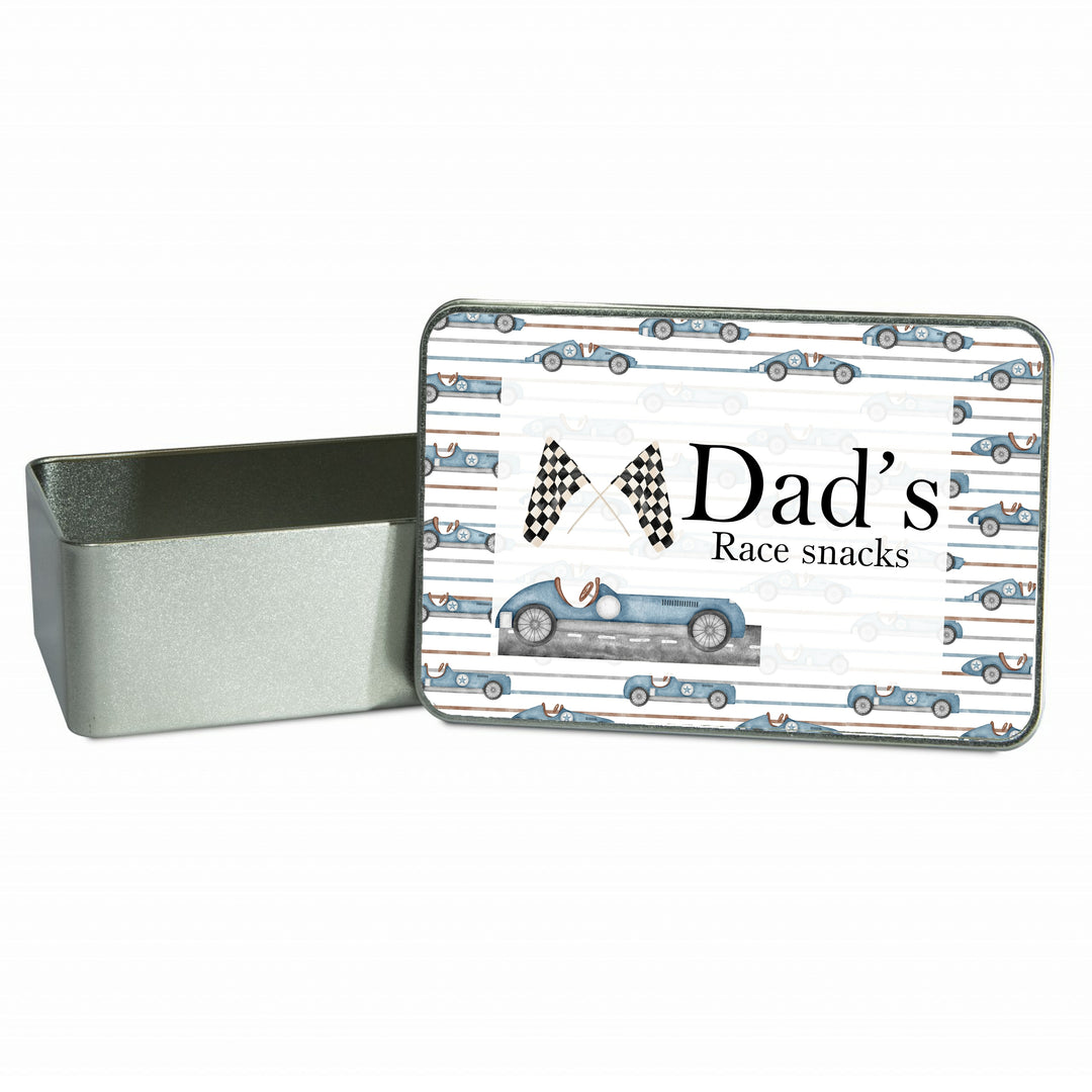 Personalised Dad’s Race Snacks Tin