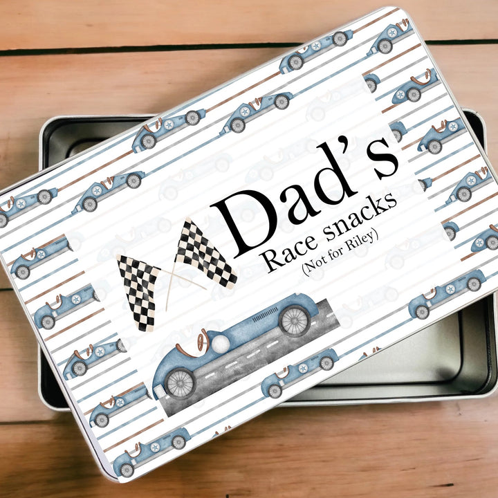 Personalised Dad’s Race Snacks Tin
