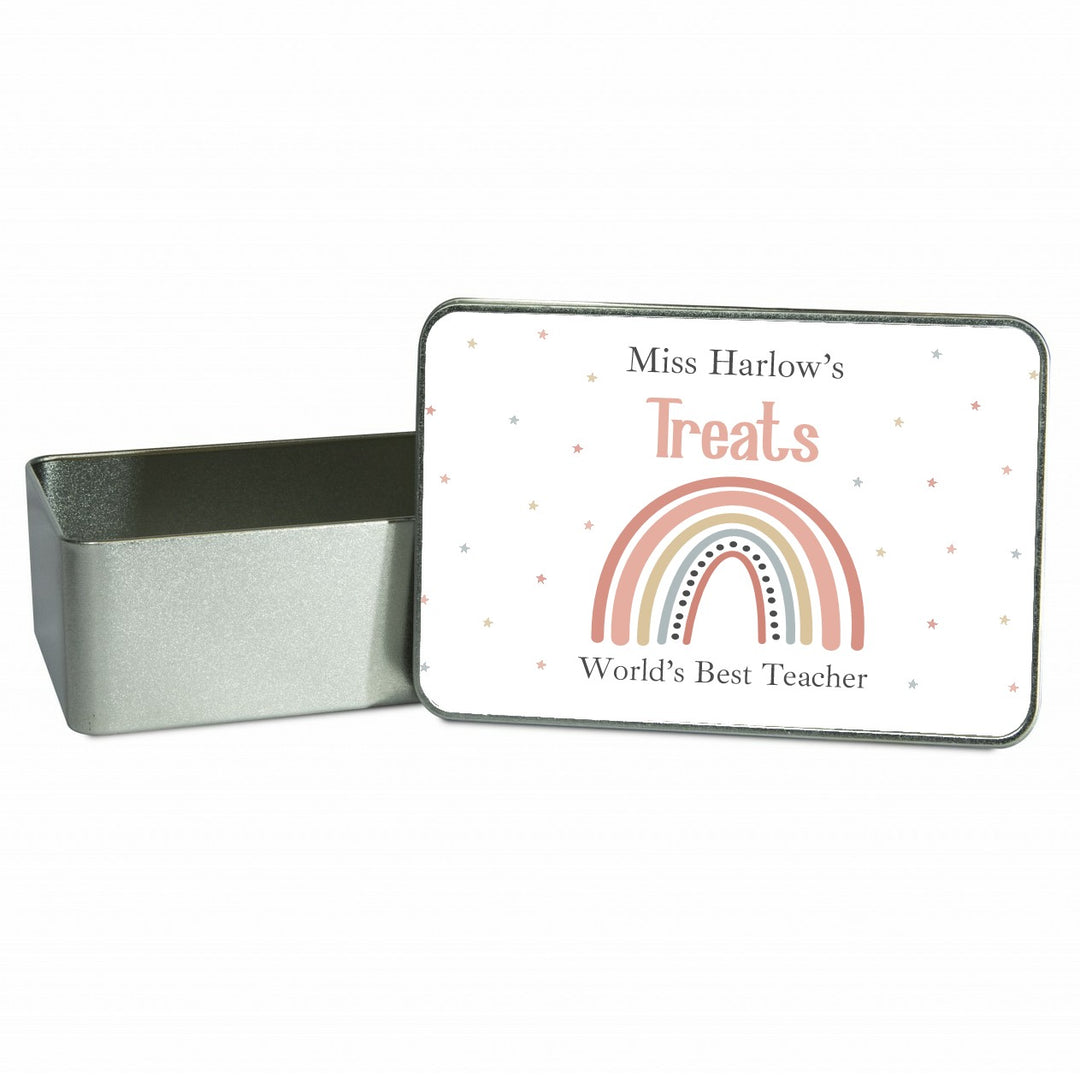 Personalised Rainbow Teacher Treat Gift Tin