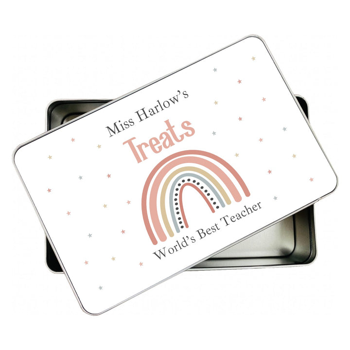 Personalised Rainbow Teacher Treat Gift Tin