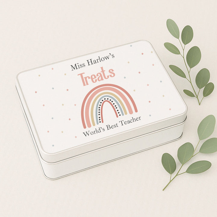 Personalised Rainbow Teacher Treat Gift Tin