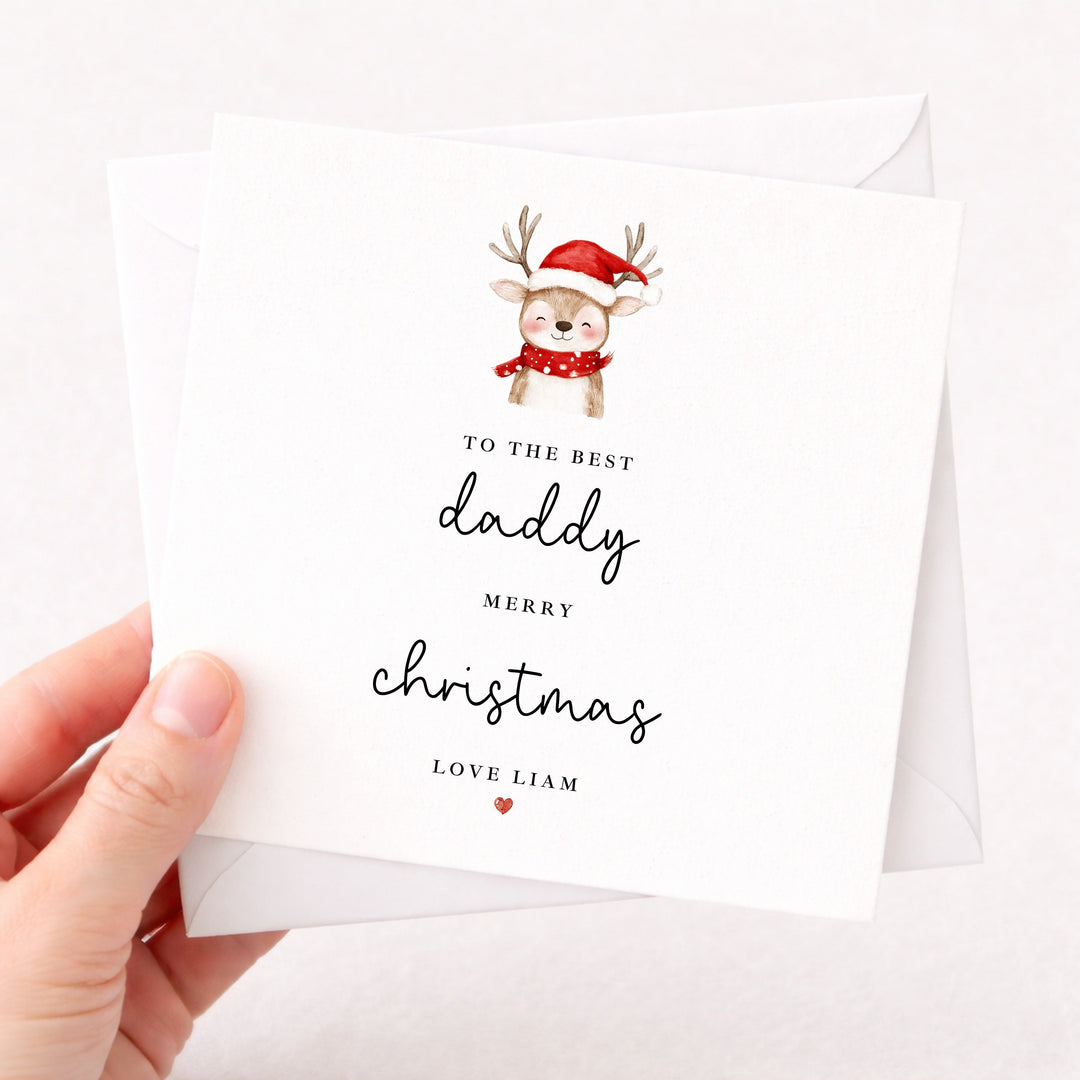 Personalised Reindeer Merry Christmas To The Best Daddy Card