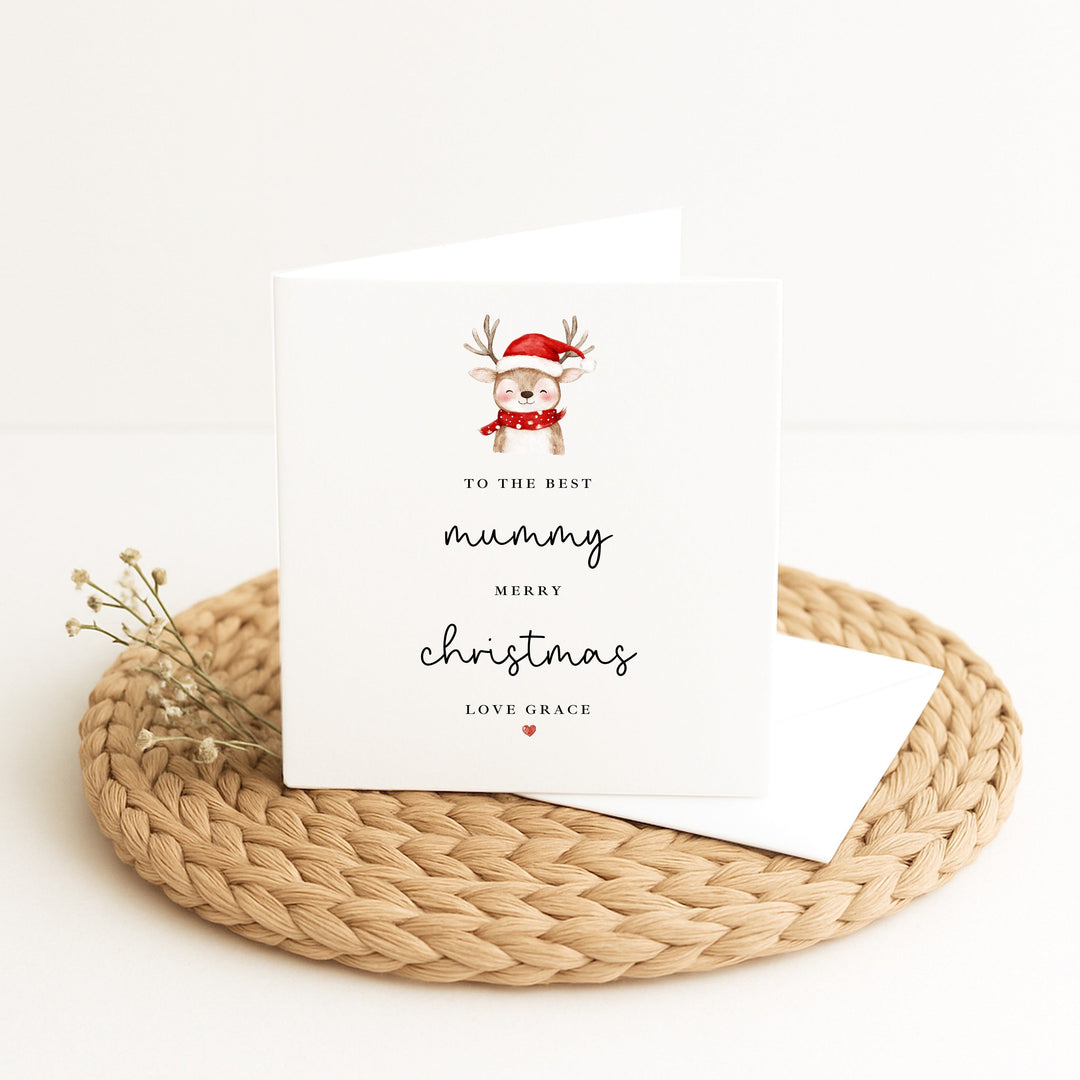Personalised Reindeer Merry Christmas To The Best Mummy Card