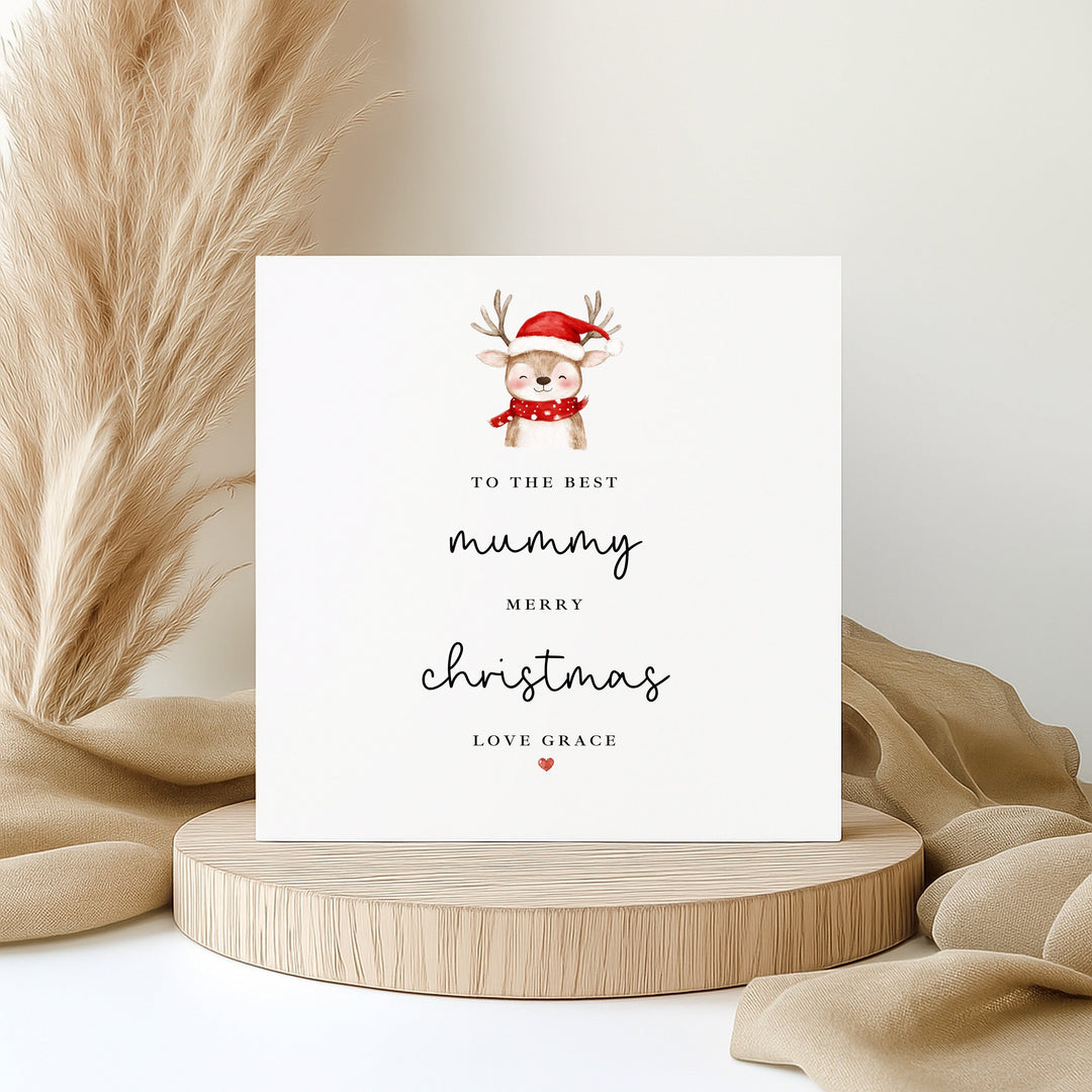 Personalised Reindeer Merry Christmas To The Best Mummy Card