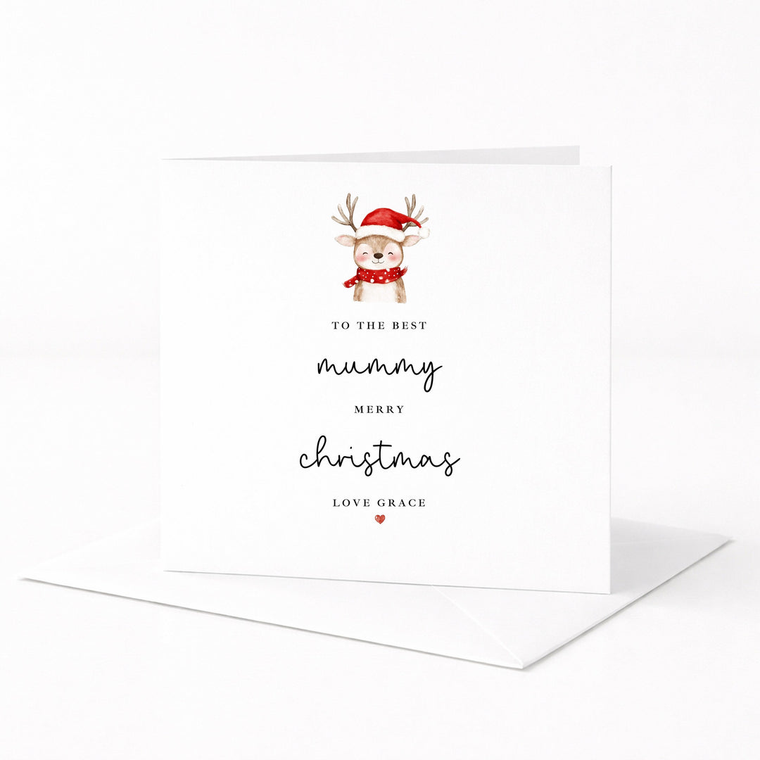 Personalised Reindeer Merry Christmas To The Best Mummy Card