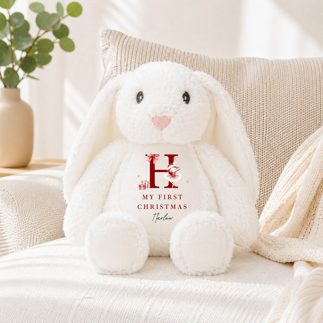 Personalised Red Ballerina Initial Christmas Soft Toy