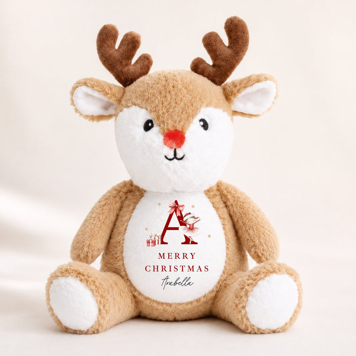 Personalised Red Ballerina Initial Christmas Soft Toy