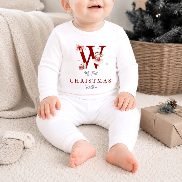 Personalised Red Ballerina Initial My First Christmas Pyjamas