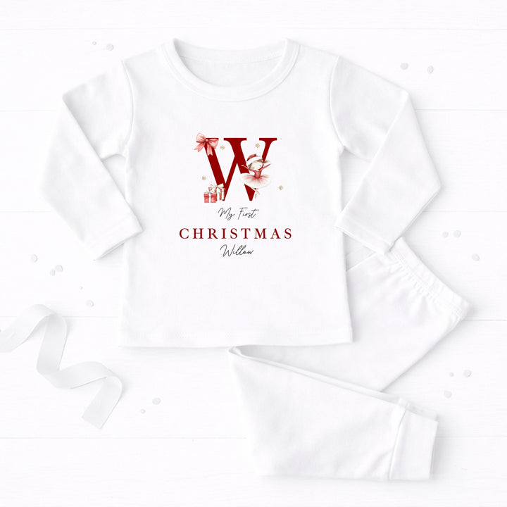 Personalised Red Ballerina Initial My First Christmas Pyjamas