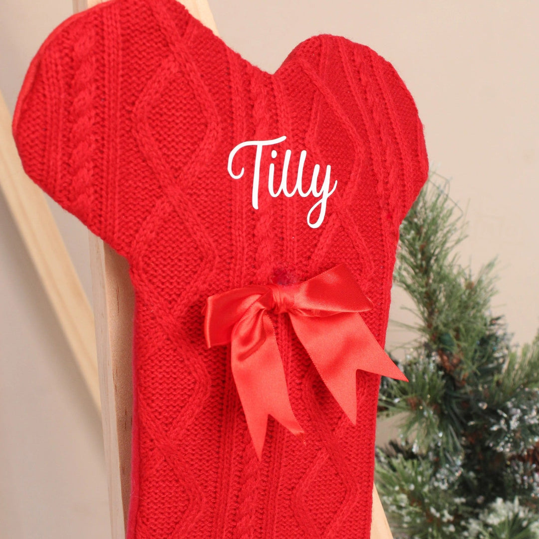 Personalised Dog Bone Knitted Stocking