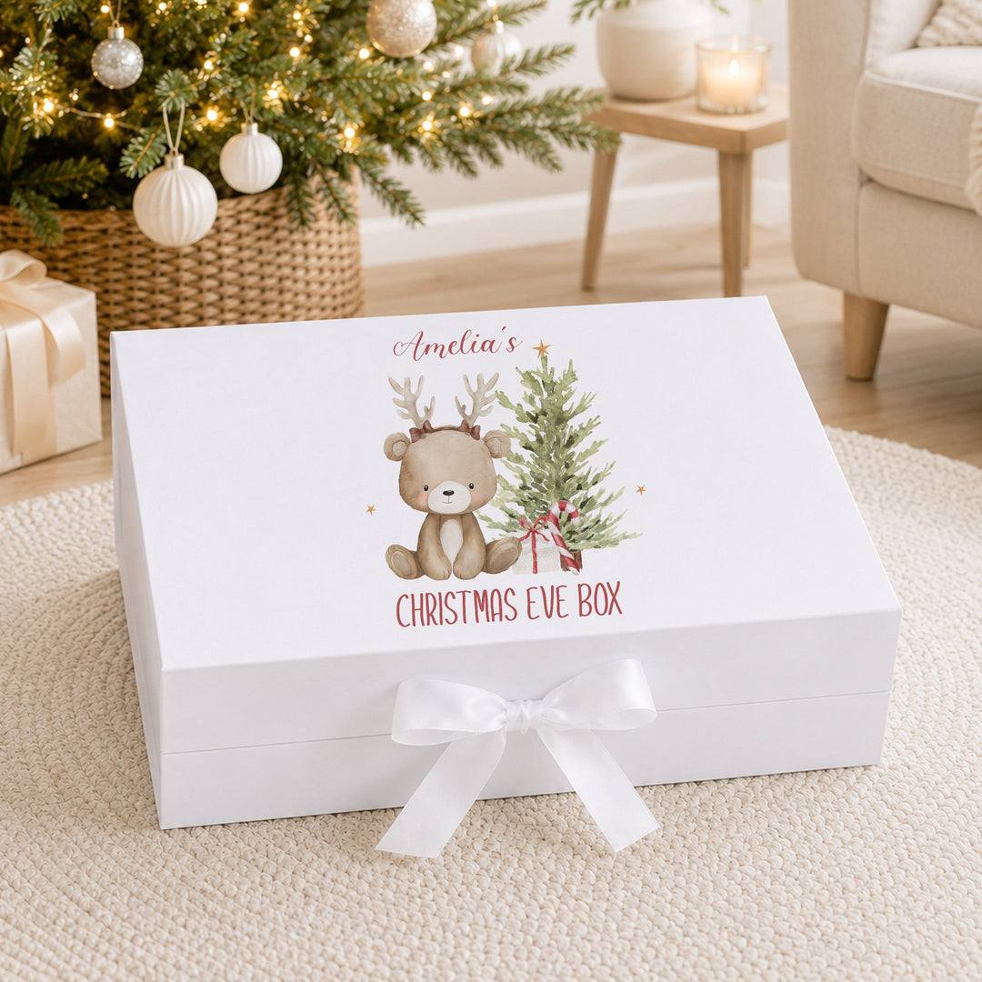 Personalised Bear Reindeer Tree Christmas Eve Box