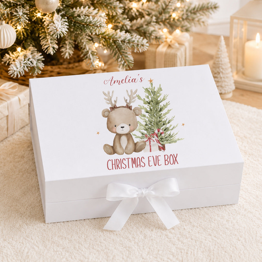 Personalised Bear Reindeer Tree Christmas Eve Box