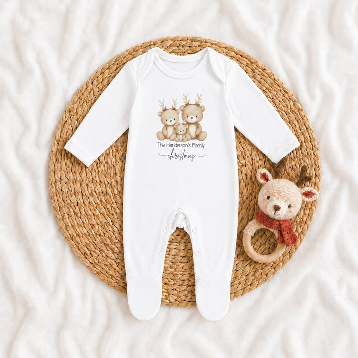 Personalised Family Bear Matching Tartan Christmas Pyjamas