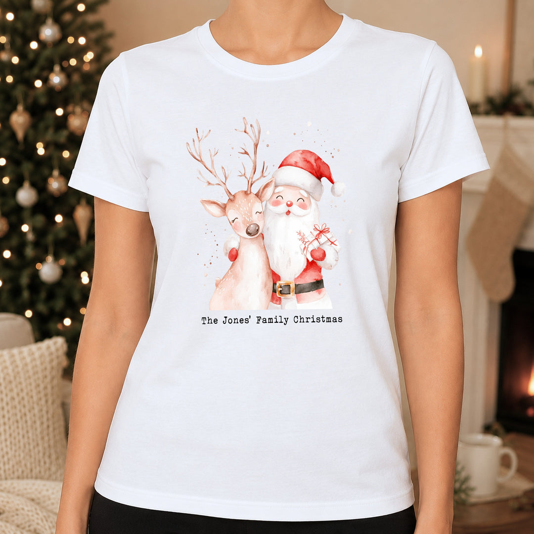 Personalised Reindeer &amp; Santa Family Matching Tartan Christmas Pyjamas