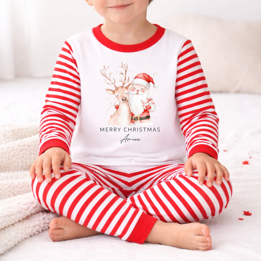 Personalised Reindeer &amp; Santa Christmas Pyjamas