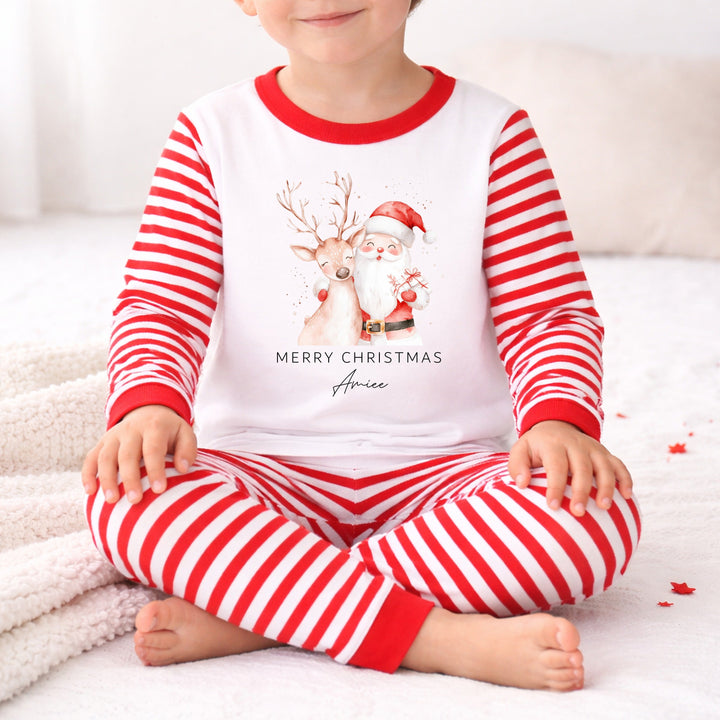 Personalised Reindeer &amp; Santa Christmas Pyjamas