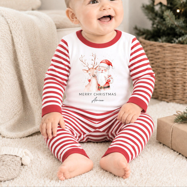 Personalised Reindeer &amp; Santa Christmas Pyjamas