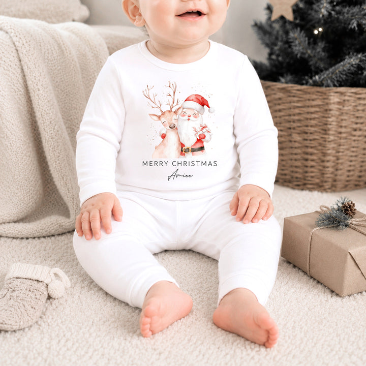 Personalised Reindeer &amp; Santa Christmas Pyjamas